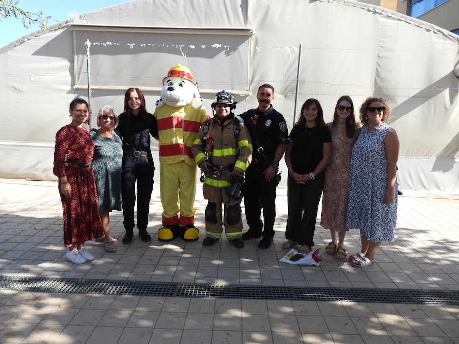 Firefighters from Naval Support Activity (NSA) Souda Bay, Greece, Fire & Emergency Services visited Theodoropoulos International School in Chania, Greece, to share fire prevention tips during Fire Prevention Week, Oct. 7, 2024.