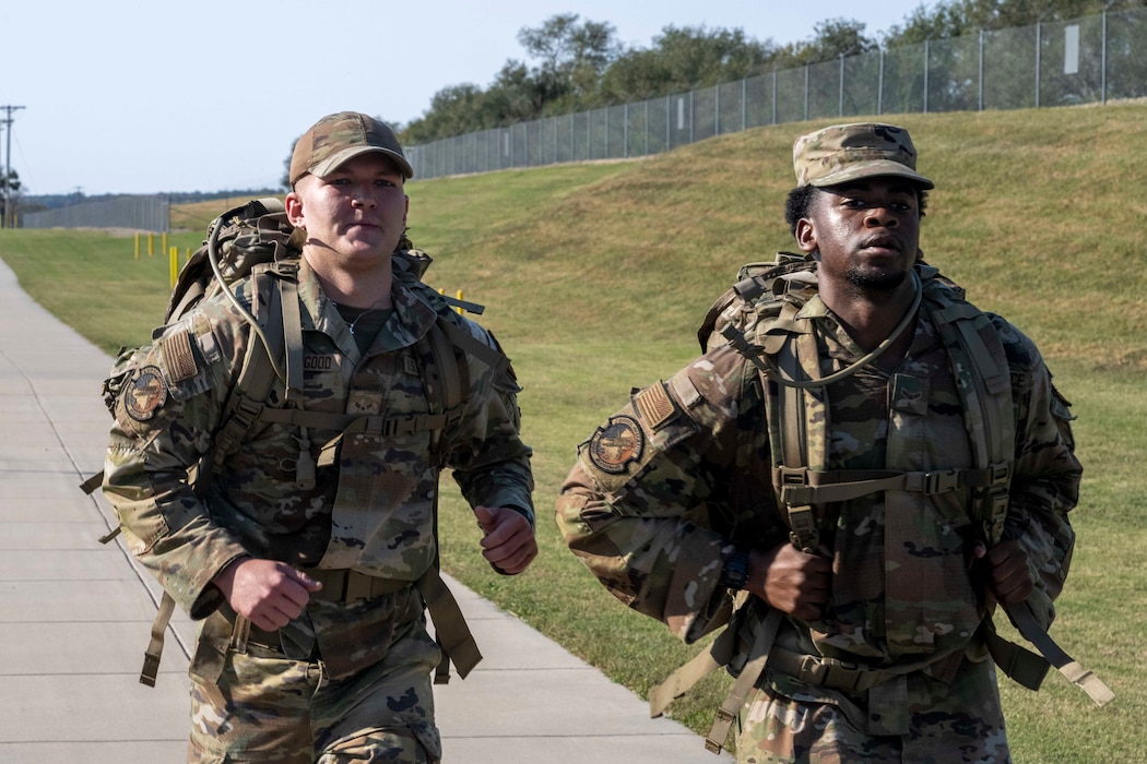 Airmen ruck march