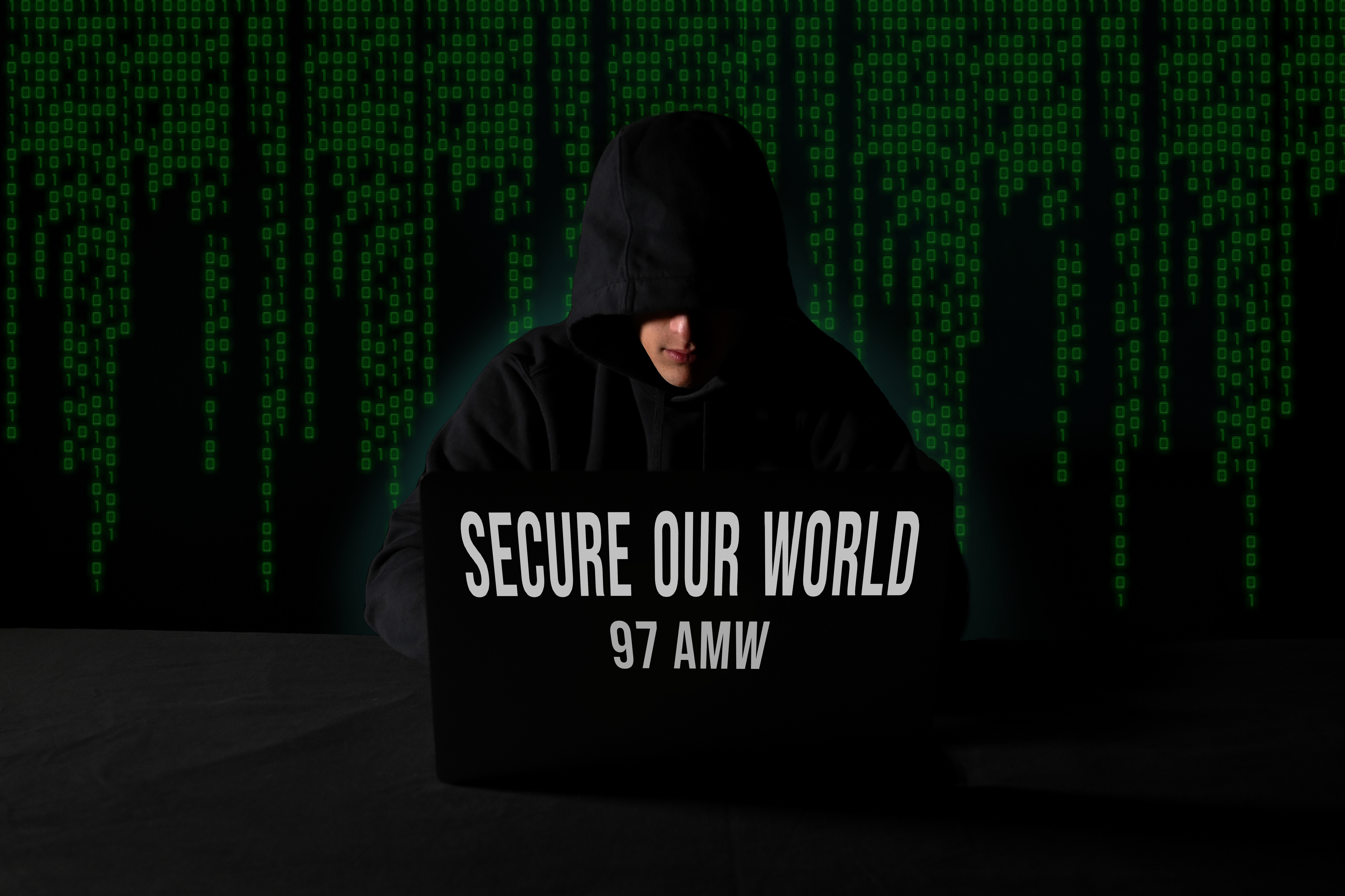 U.S. Air Force photo illustration features a man sitting in front of a laptop, surrounded by computer code, and was created in honor of Cybersecurity Awareness Month at Altus Air Force Base, Oklahoma, Oct. 22, 2024. Cybersecurity Awareness Month is an initiative designed to educate the public about online safety and empower individuals and businesses to safeguard their data against cybercrime. (U.S. Air Force photo illustration by Airman 1st Class Lauren Torres)