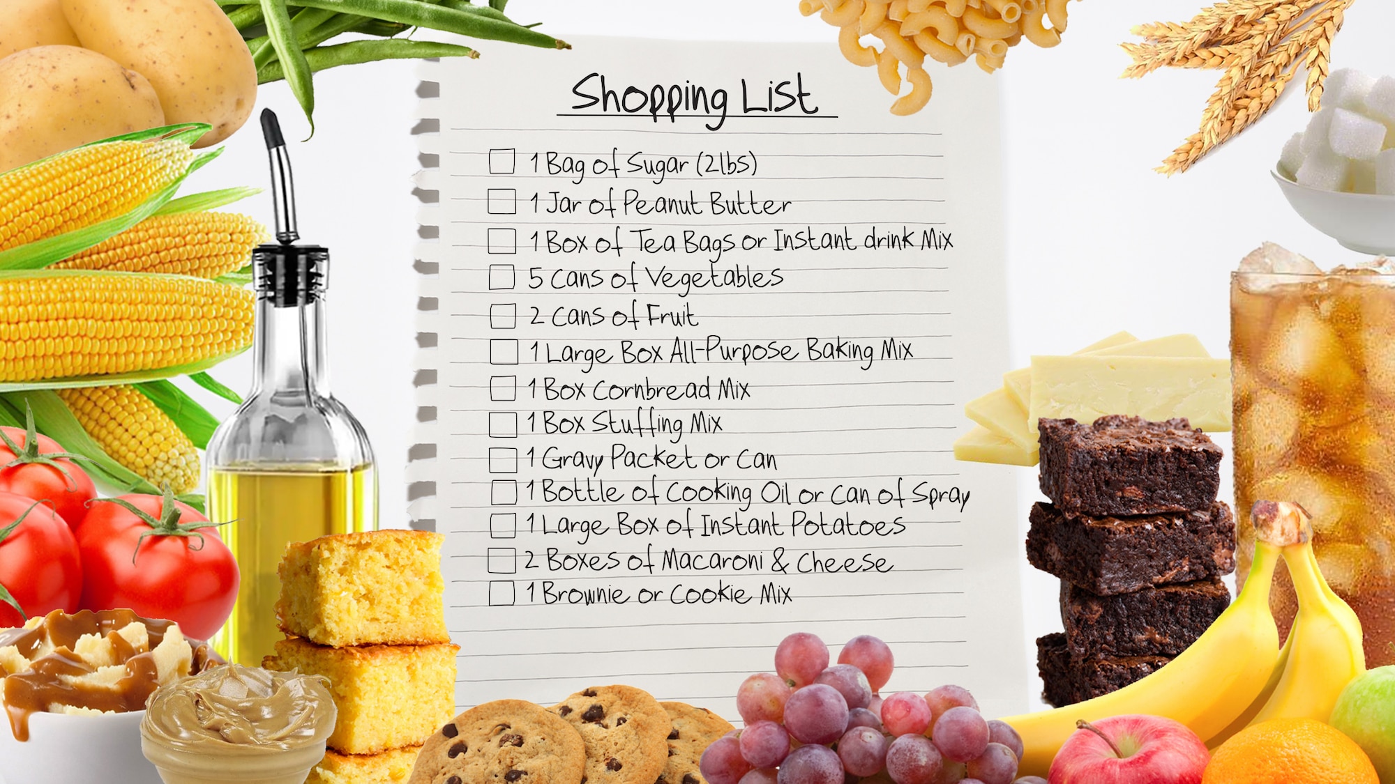 The Arnold Air Force Base Junior Force Council annual Thanksgiving Basket Program runs Oct. 21 through Nov. 15.  For the drive, the council is asking that the following items, listed in the graphic, be donated to allow for a full Thanksgiving meal per each basket. (U.S. Air Force Graphic by Brooke Brumley)