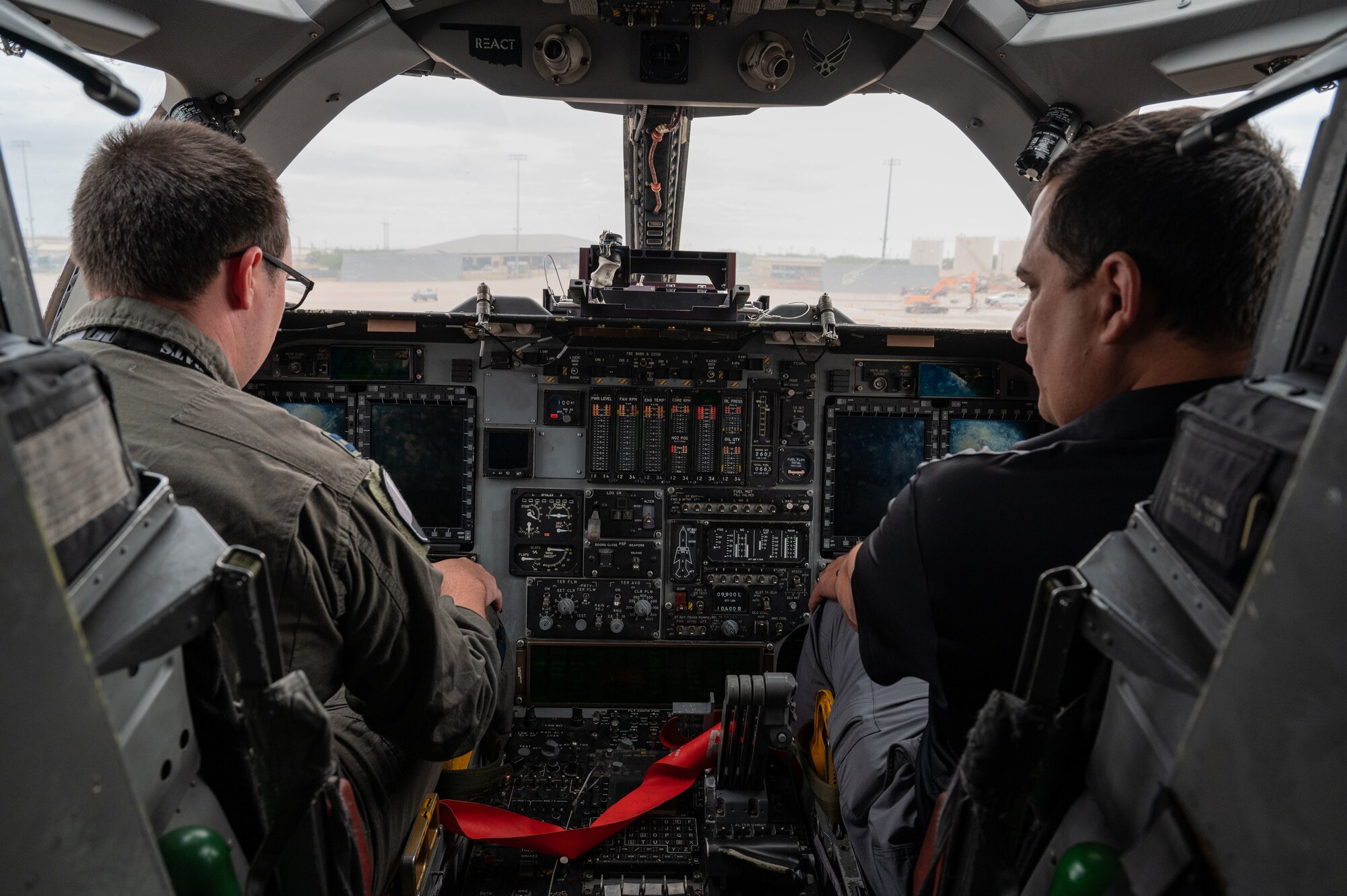 Joey Acklin, son of Maj. James Acklin, 338th Combat Crew Training Squadron pilot, tours a B-1B Lancer at Dyess Air Force Base, Texas, Oct. 21, 2024. During his visit, Joey toured a B-1B and met with aircrew members to learn about today’s aircraft capabilities. James paid the ultimate sacrifice in 1987 after a B-1B Lancer crashed during a training flight. (U.S. Air Force photo by Airman 1st Class Emma Anderson)