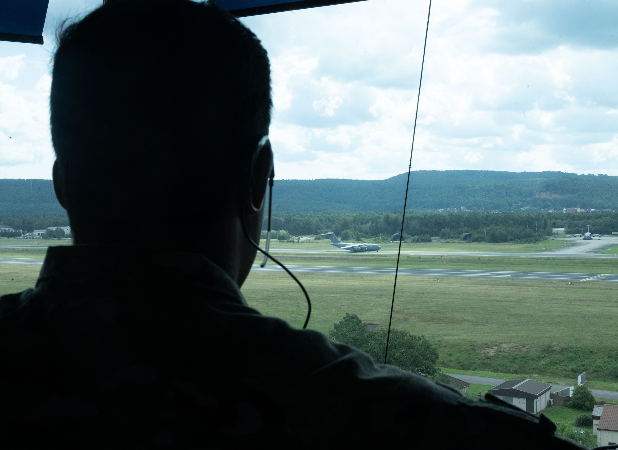 Man looks at flightline