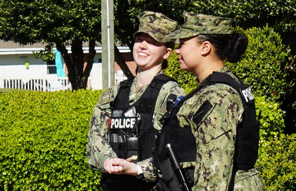 YORKTOWN, Va. (April 5, 2024) Sailors assigned to the Naval Weapons Station (NWS) Yorktown’s Security Department direct traffic during a youth parade as part of the Month of the Military Child. (U.S. Navy Photo by Max Lonzanida/Released).