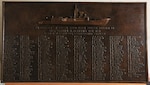 This plaque commemorates the sailors onboard the Samuel B. Roberts (DE-413). M. Brodsky can be seen in the leftmost column. The plaque was displayed aboard the Samuel B. Roberts (FFG-58), and helped inspire that ship’s crew when it was hit by an Iranian mine in 1988.