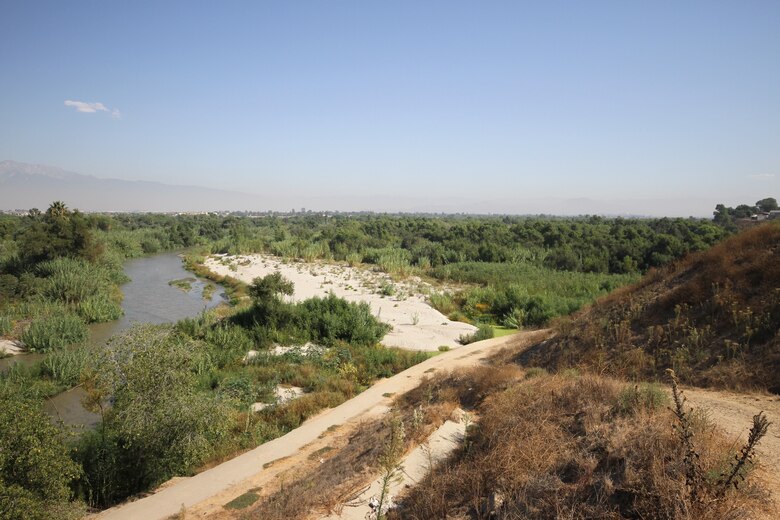 The Santa Ana River is visible Oct. 3 from the bluffs in Norco, California, on the morning of the Upper Norco Bluffs Emergency Repair Project groundbreaking ceremony.