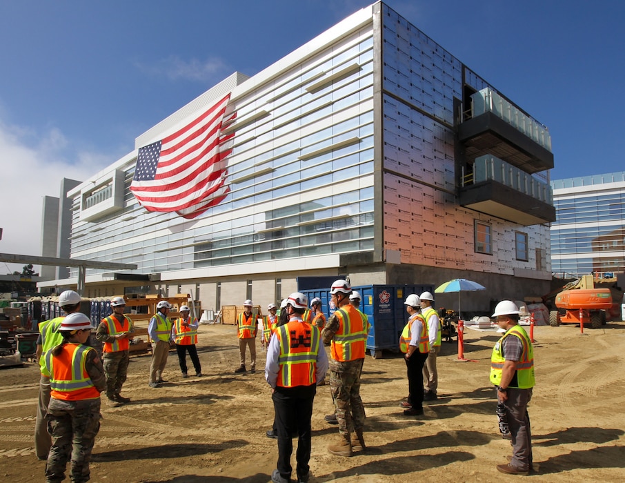 Senior leaders with the U.S. Army Corps of Engineers and Department of Veterans Affairs gather Oct. 9 at the Jennifer Moreno DVA Medical Center campus in San Diego for a tour of the Spinal Cord Injury/Community Living Center, which is scheduled to replace the current facility and open its doors to veterans in 2025.