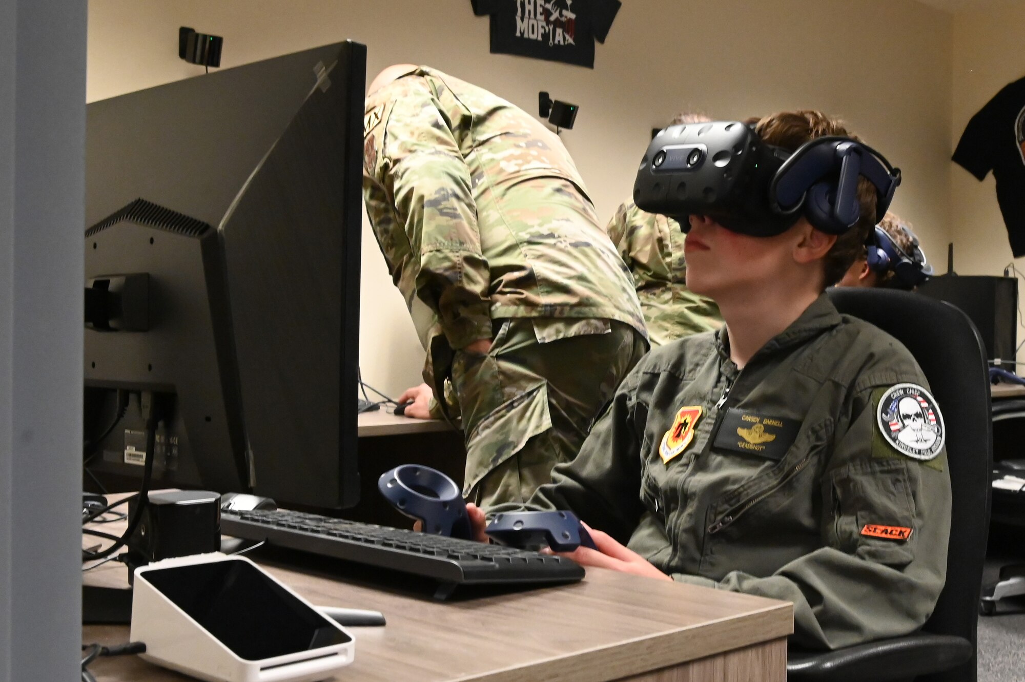 Carsen “Deadshot” Darnell, an 11-year-old local middle schooler who is currently battling spinal cancer, experienced virtual reality training at Kingsley Field in Klamath Falls, Oregon.
