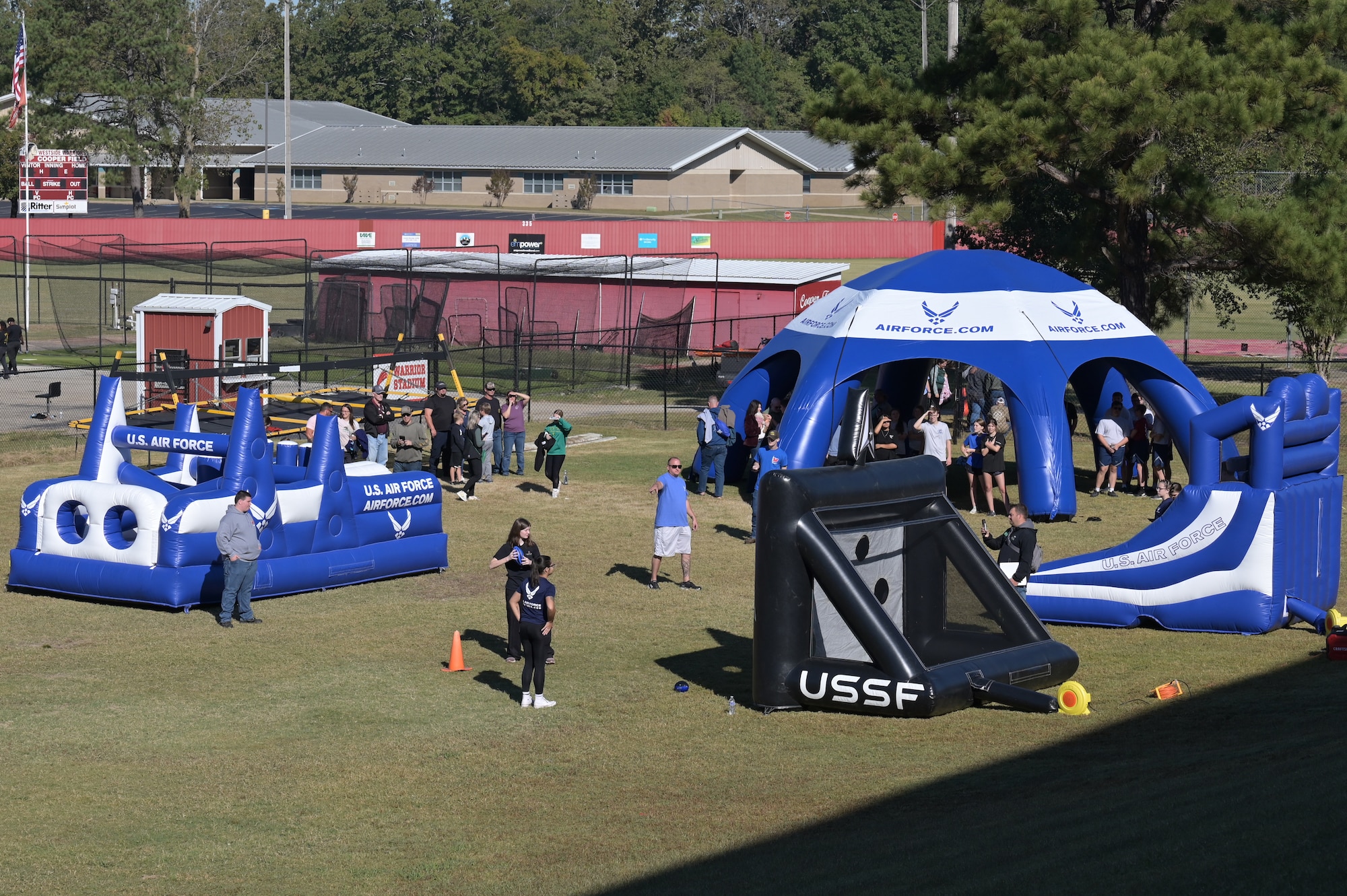 The 345th Recruiting Squadron conducts a competition for JROTC students during the 9th Annual PT Warrior Challenge on Oct. 19, 2024, at Westside High School in Jonesboro, Arkansas.