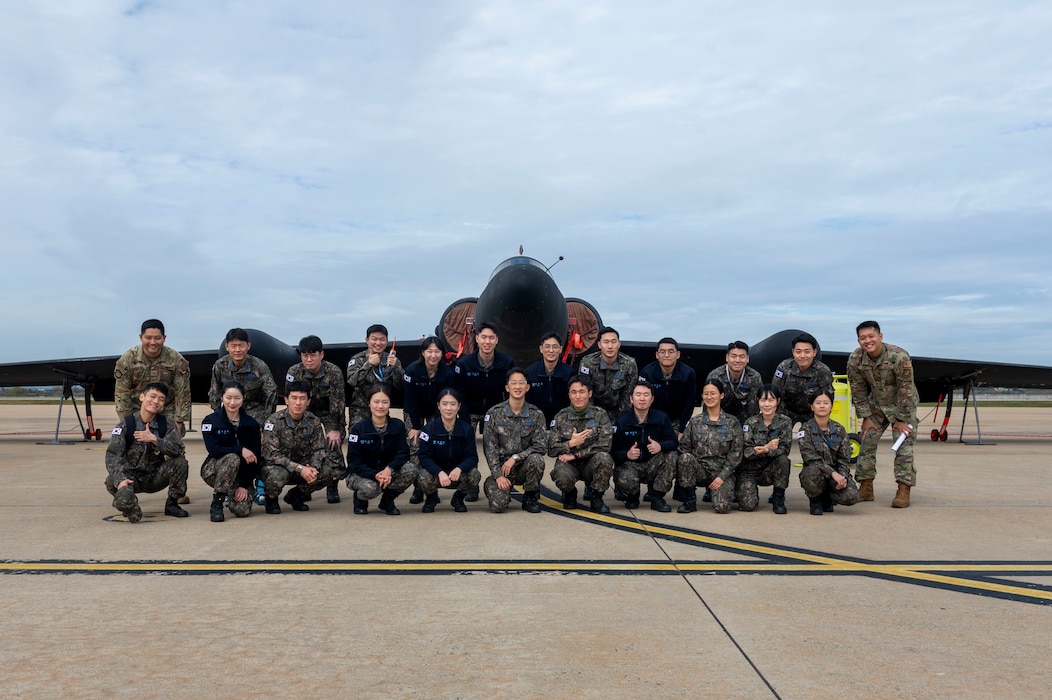 U.S. Air Force and Republic of Korea Air Force Airmen pose for a group photo in front of a U-2 Dragon Lady during a ROKAF Maintenance Immersion Tour at Osan Air Base, Republic of Korea, Oct. 21, 2024. ROKAF officers assigned to multiple bases across the peninsula were given the opportunity to tour various facilities such as the 5th Reconnaissance Squadron, the 731st Air Mobility Squadron, as well as the 25th and 36th Fighter Generation Squadrons. (U.S. Air Force photo by Senior Airman Kaitlin Frazier)