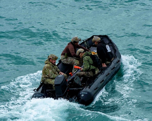 EOD technicians train during Multi-National Mine Warfare Exercise (MNMIWEX) 24 in the waters near Busan, Republic of Korea.