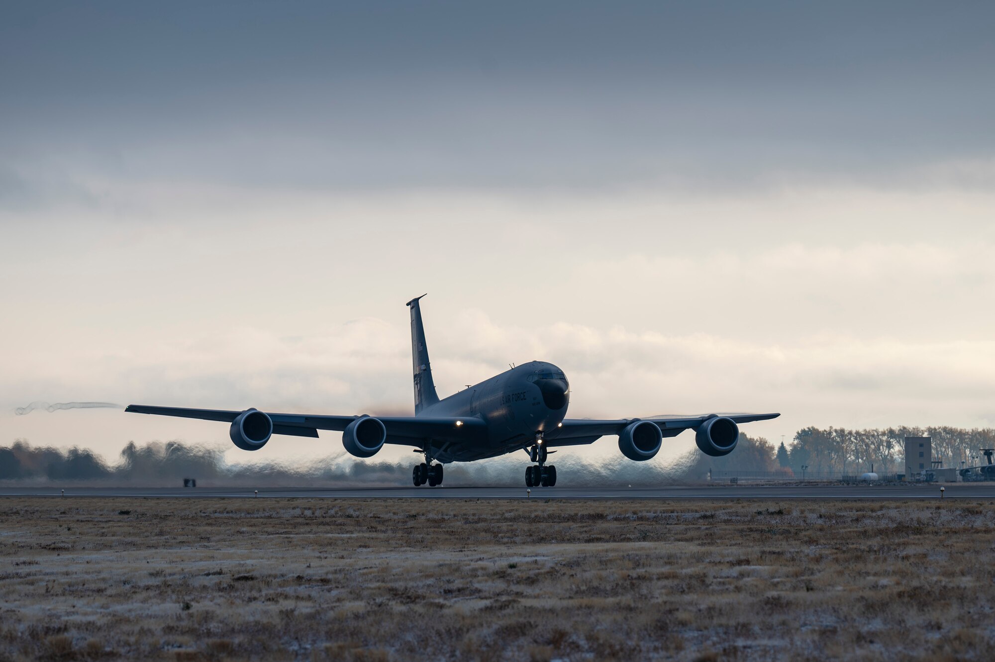 KC-135 Stratotanker takes off runway