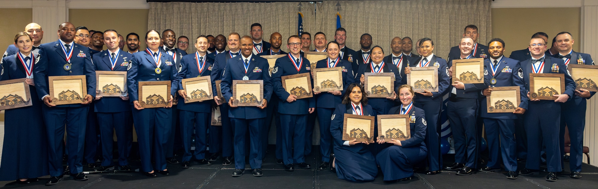 U.S. Air Force Airmen standing for group photo