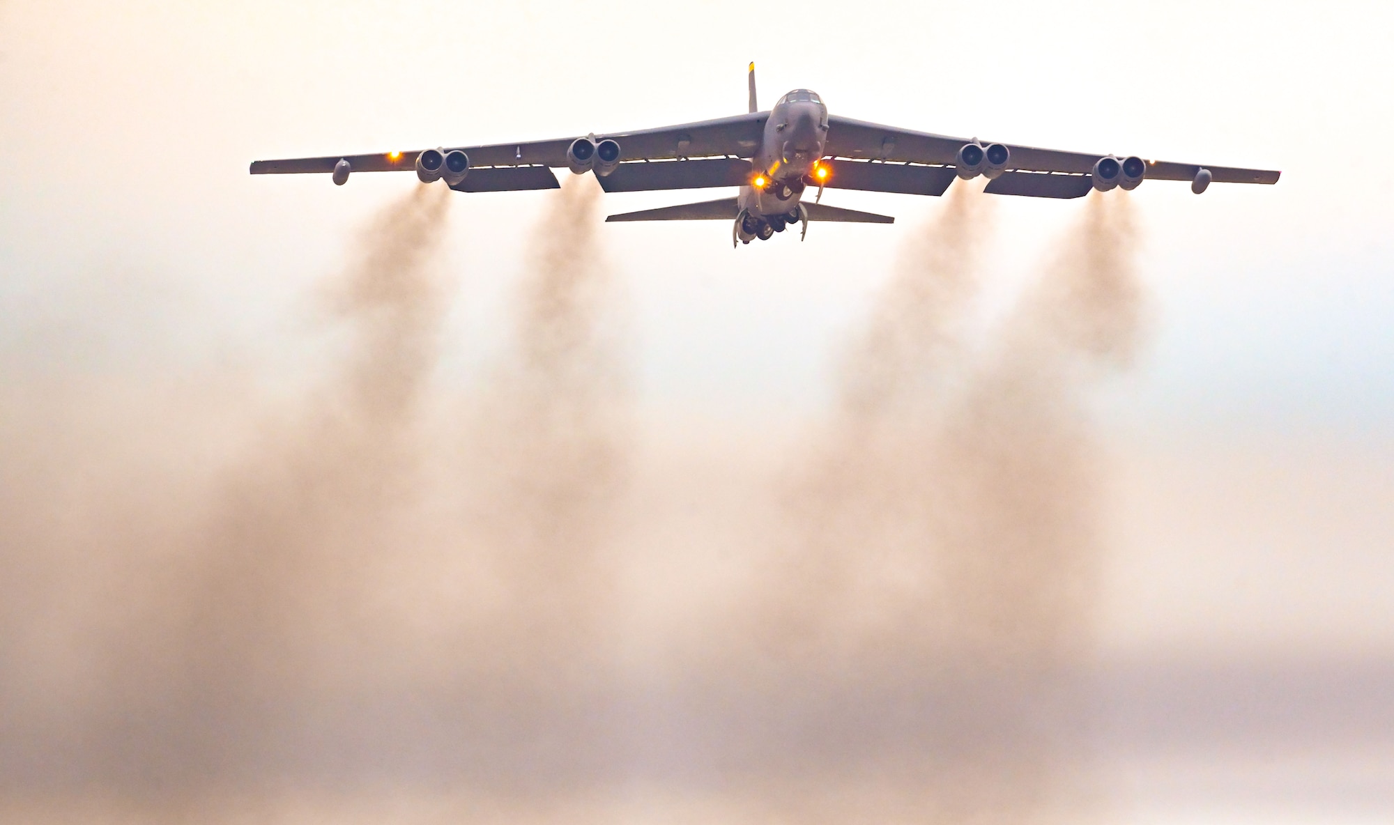 A B-52H Stratofortress assigned to the 69th Bomb Squadron takes flight during Global Thunder 25 at Minot Air Force Base, North Dakota, Oct. 24, 2024. U.S. Strategic Command forces are on watch 24 hours a day, seven days a week, conducting operations to deter and detect strategic attacks against the United States and our allies. (U.S. Air Force photo by Airman 1st Class Trust Tate)