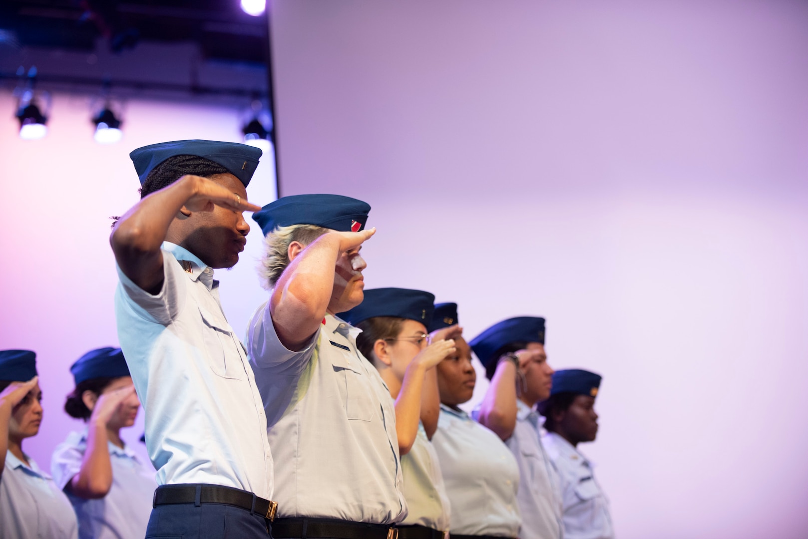 Cadets stand in formation during the commissioning ceremony of the Coast Guard JROTC unit at Barnstable High School. The program aims to instill values of citizenship, personal responsibility, and service in students. (U.S. Coast Guard photo by Chief Petty Officer Richard Brahm)