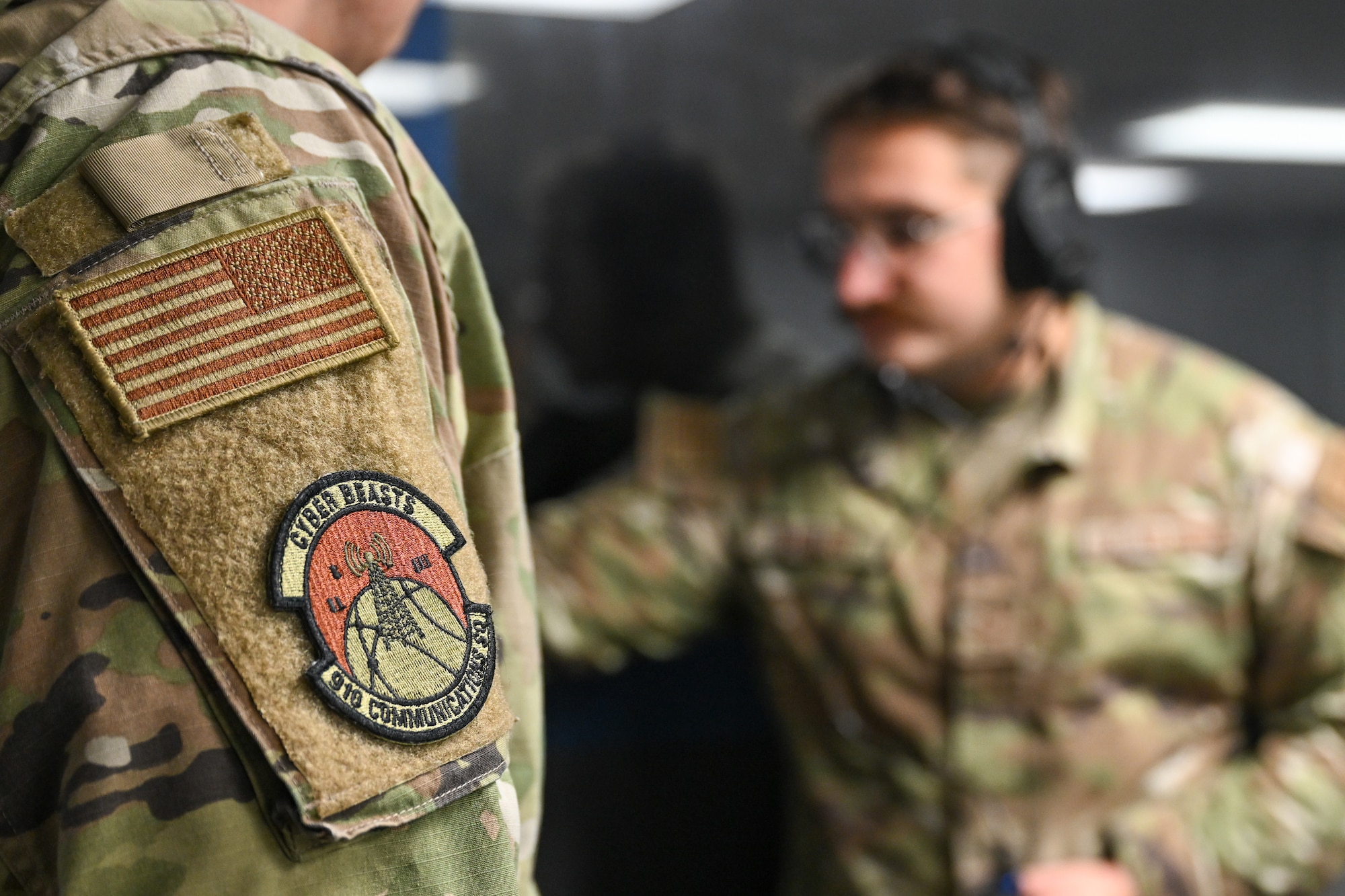 Staff Sgt. Austin Bhuller, an RF transmission operations technician, assigned to the 910th Communications Squadron, performs a high-frequency radio system check during Exercise Noble Skywave at Youngstown Air Reserve Station, Ohio, Oct. 25, 2024.