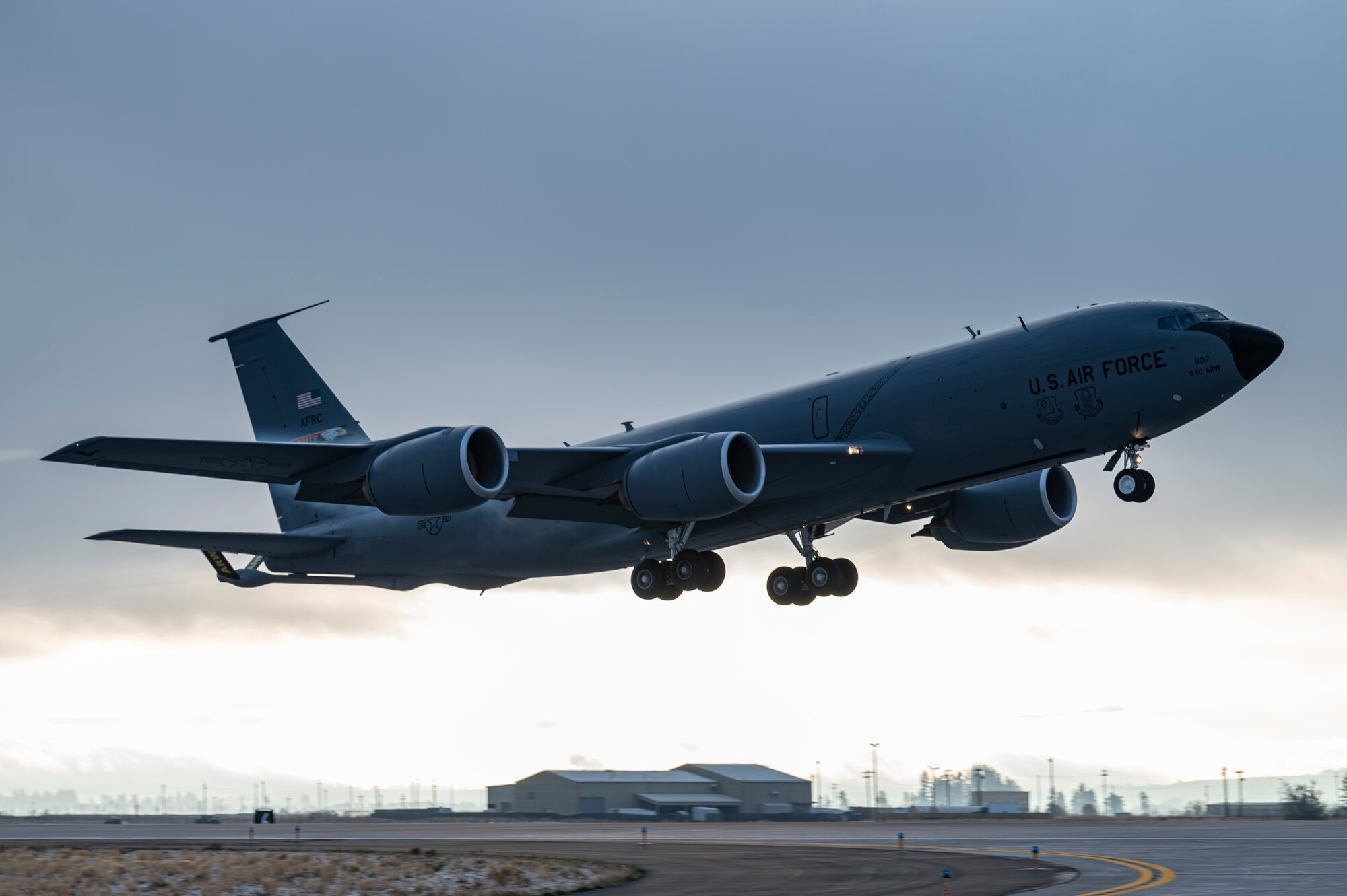 KC-135 Stratotanker takes off runway