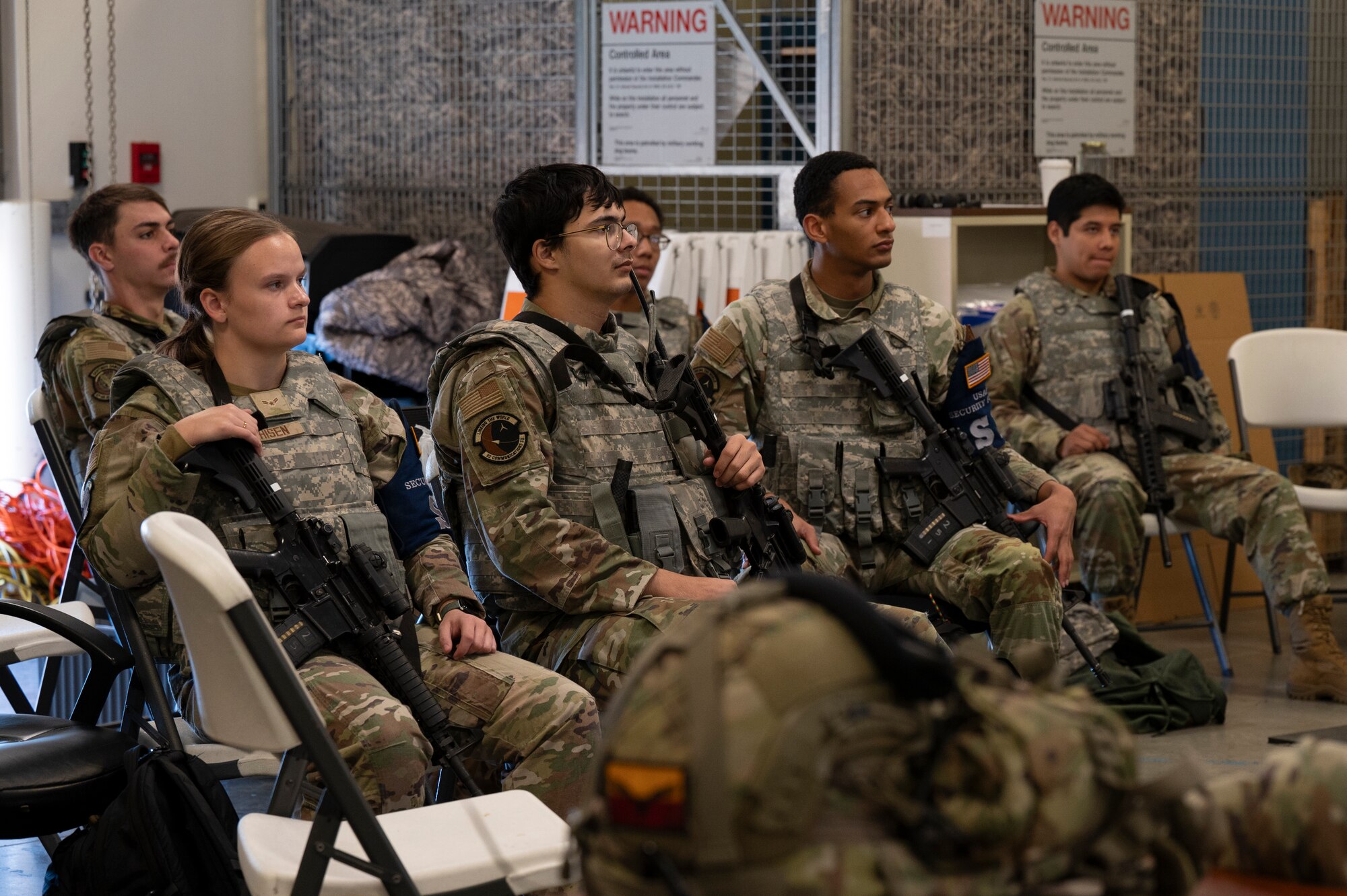 U.S. Air Force Airmen assigned to the 92nd Air Refueling Wing participate in the augmentee program during exercise Mobility Response 25 in support of U.S. Strategic Command exercise Global Thunder 25 at Fairchild Air Force Base, Washington, Oct. 20, 2024. Airmen completed a weeklong training to prepare them to bolster security forces, maximizing manning during day-to-day operations including exercises. Executing training exercises like MR25 prepares wings to support the warfighter at the furthest node to ensure light, lean, and distributed operations. (U.S. Air Force photo by Airman 1st Class Samantha Thorn)