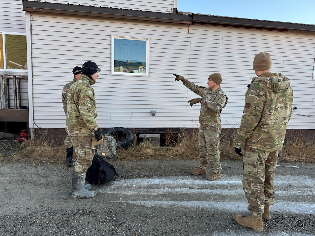 Members of the Alaska Organized Militia assigned to Joint Task Force Kotzebue assess priority-one damaged homes in the Arctic Circle community of Kotzebue, Oct. 26, 2024. The team’s measurements will help local emergency managers determine supplies needed to repair and rebuild structures impacted by severe flooding along Alaska’s West Coast. Many buildings in the area sustained foundation, sub-floor, and insulation damage due to the storm. The 11-member team, including personnel from the Alaska Air and Army National Guard and the Alaska State Defense Force, was activated by the State Emergency Operations Center to support response and recovery efforts.