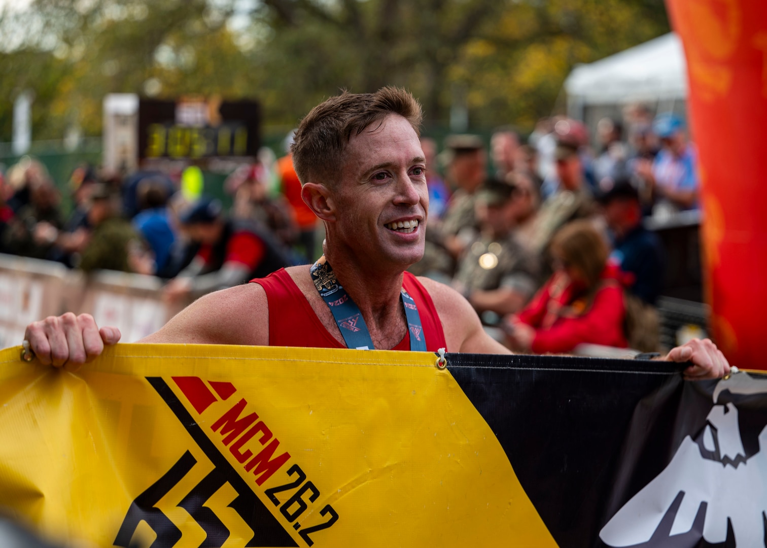 Marine Major Kyle King of 29 Palms, Calif. wins the 49th Marine Corps Marathon and the Armed Forces Marathon Championship with a time of 2:25:06. The 2024 Armed Forces Marathon Championships held in conjunction with the 49th Marine Corps Marathon on Sunday, October 27th. Service members from the Army, Marine Corps, Navy (with Coast Guard runners, and Air Force (with Space Force runners) go for gold.  Visit www.ArmedForcesSports.defense.gov to learn more about the Armed Forces Sports program and the other sports offered. (Department of Defense photo by MC2 Colby A. Mothershead – released).