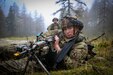 U.S. Army Spc. Kenneth Britt, 2nd Battalion, 2nd Infantry Regiment, 3rd Brigade Combat Team, 10th Mountain Division, conducts a security fighting position during Triglav Star 24, near Stol Mountain, Slovenia, Oct. 10, 2024. This was done in coordination with our partner NATO nations, further demonstrating our interoperability and cohesion to operate together in a combat environment. (U.S. Army photo by Sgt. Samuel Bonney)