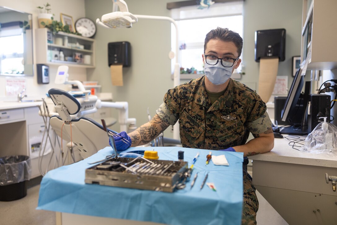 U.S. Navy Hospital Corpsman 3rd Class Ryan Robinson with 2nd Dental Battalion, 2nd Marine Logistics Group, II Marine Expeditionary Force, and a native of Sacramento, California, poses for a portrait on Camp Lejeune, North Carolina, Oct. 22, 2024. According to Robinson’s leadership, he was selected as Warrior of the Week for his multifaceted approach to his work by fulfilling many roles outside of his military occupational specialty. Robinson has applied to be a Marine Corps Martial Arts Instructor and aided eight sailors in receiving their Fleet Marine Forces pin. When asked what his current goals are, Robinson replied, “My goal right now is to help develop Sailors at the command before I leave, so it's not really about me anymore, it's about all the Sailors that are here now and teaching them exactly what they should do, helping them reach their goals.” Each week, 2nd MLG recognizes one outstanding Marine or Sailor that goes above and beyond in their duties and embodies the qualities of an outstanding service member. (U.S. Marine Corps photos by Sgt. Mary Kohlmann)