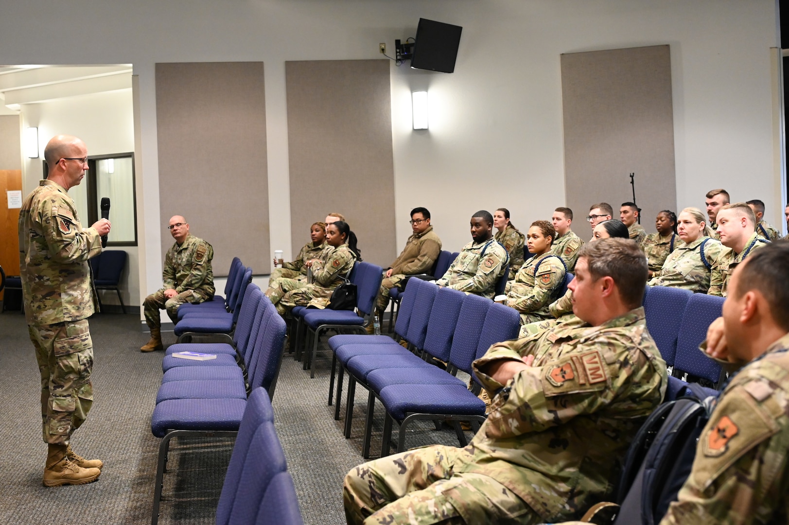 Chaplain Holmquist giving remarks during Airmanship 200