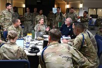Dr. Brian Davis, 2nd Air Force chief training officer, meets with military training leaders and instructors across Air Education and Training Command about implementing Airmanship 200