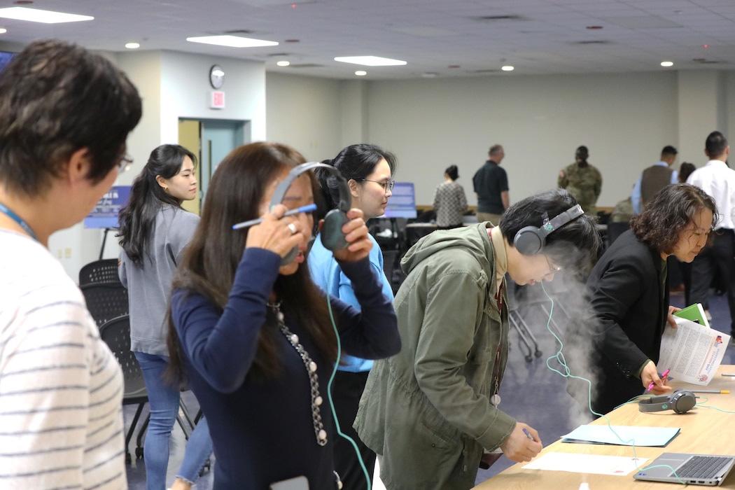 U.S. Army Corps of Engineers - Far East District employees participate in “The Stimulation Zone” station, which mirrors some of the symptoms of Autism Spectrum Disorder (ASD) Oct. 17, 2024, at Camp Humphreys, South Korea.