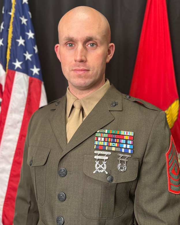 First Sergeant William J. Puckett, Inspector-Instructor First Sergeant, Lima Company, 3rd Battalion, 25th Marine Regiment