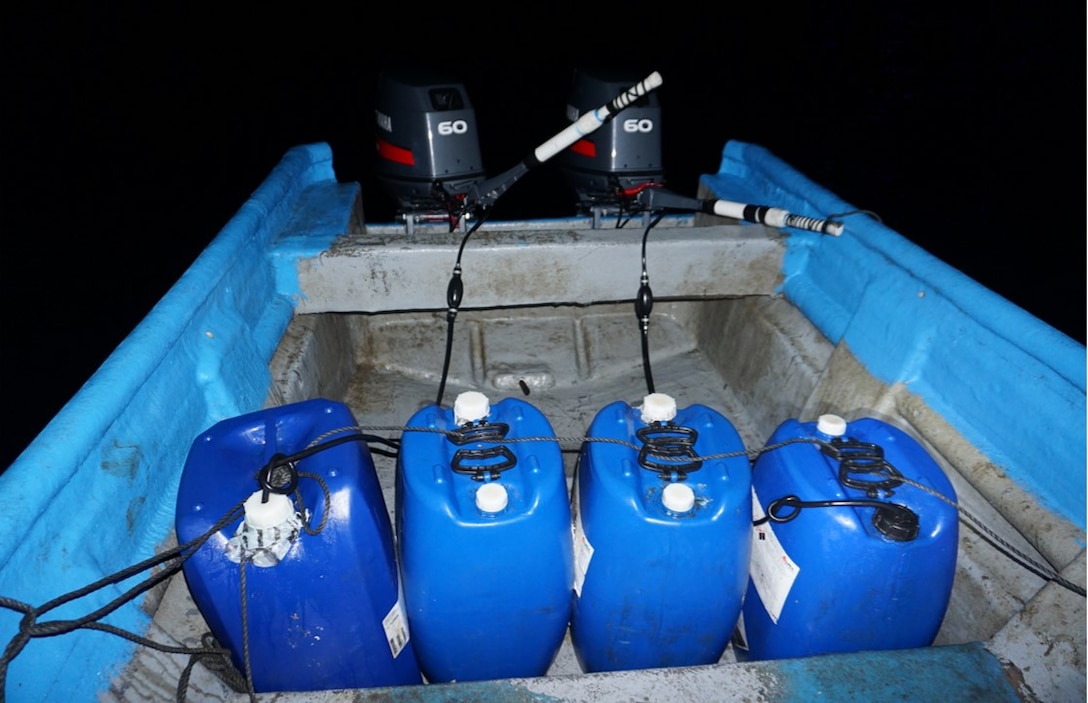 Coast Guard Cutter Joseph Napier interdicts an unlawful maritime migration voyage in Mona Passage waters near Puerto Rico Oct. 23, 2024.  Six of the migrants interdicted in this voyage were repatriated to a Dominican Republic Navy vessel, while one other was transferred to U.S. Border Patrol custody awaiting federal prosecution in Puerto Rico, Oct. 24, 2024. (U.S. Coast Guard photo)