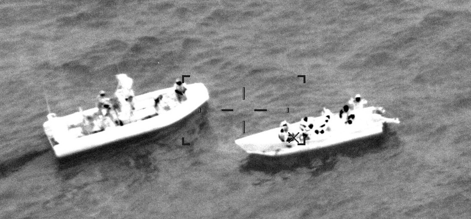 Coast Guard Cutter Paul Clark interdicts an unlawful maritime migration voyage in Mona Passage waters near Puerto Rico, Oct. 25, 2024.  Nineteen migrants interdicted in this voyage were repatriated to a Dominican Republic Navy vessel, while four others were transferred to U.S. Border Patrol custody awaiting federal prosecution in Puerto Rico, Oct. 27, 2024. (U.S. Coast Guard photo)