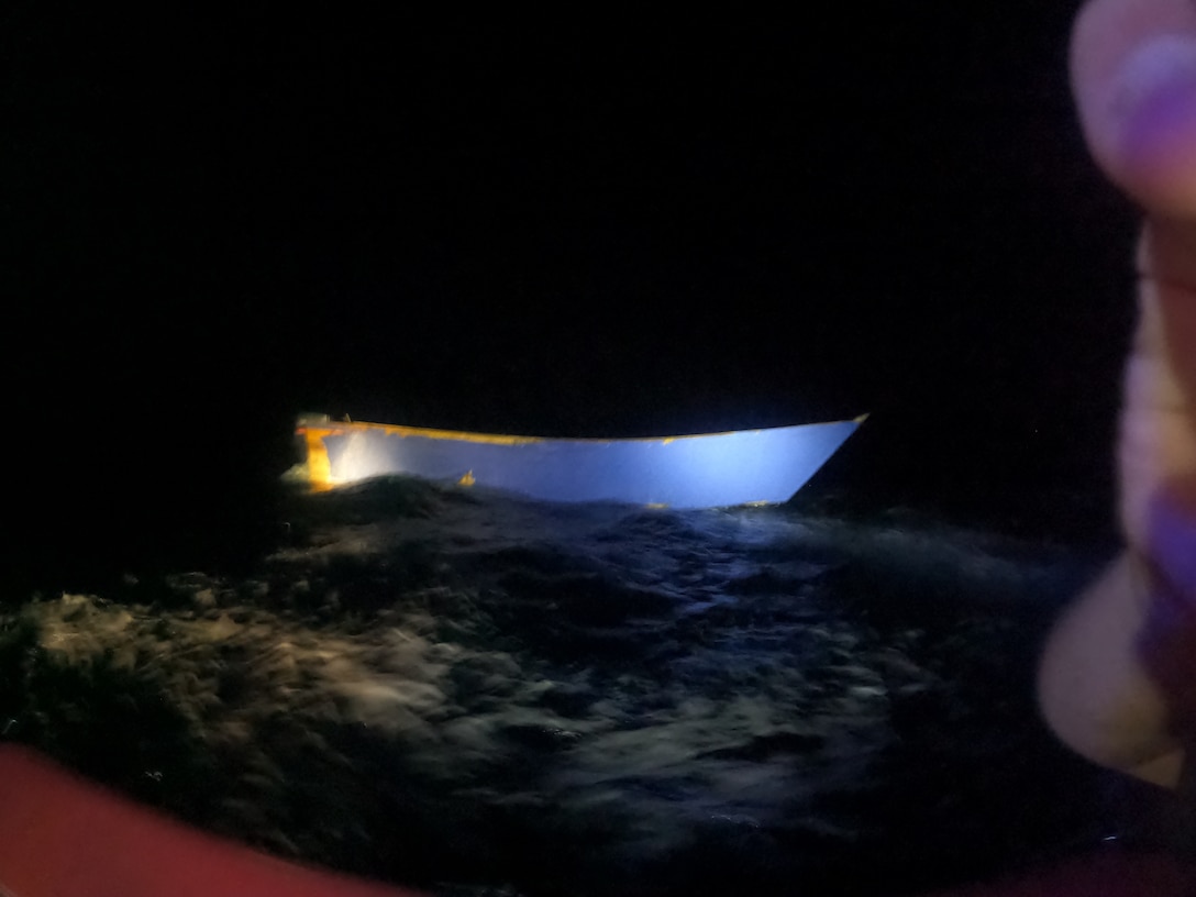 Coast Guard Cutter Paul Clark interdicts an unlawful maritime migration voyage in Mona Passage waters near Puerto Rico, Oct. 26, 2024.  Twenty-two migrants interdicted in this voyage were repatriated to a Dominican Republic Navy vessel, while five others were transferred to U.S. Border Patrol custody awaiting federal prosecution in Puerto Rico, Oct. 27, 2024. (U.S. Coast Guard photo)