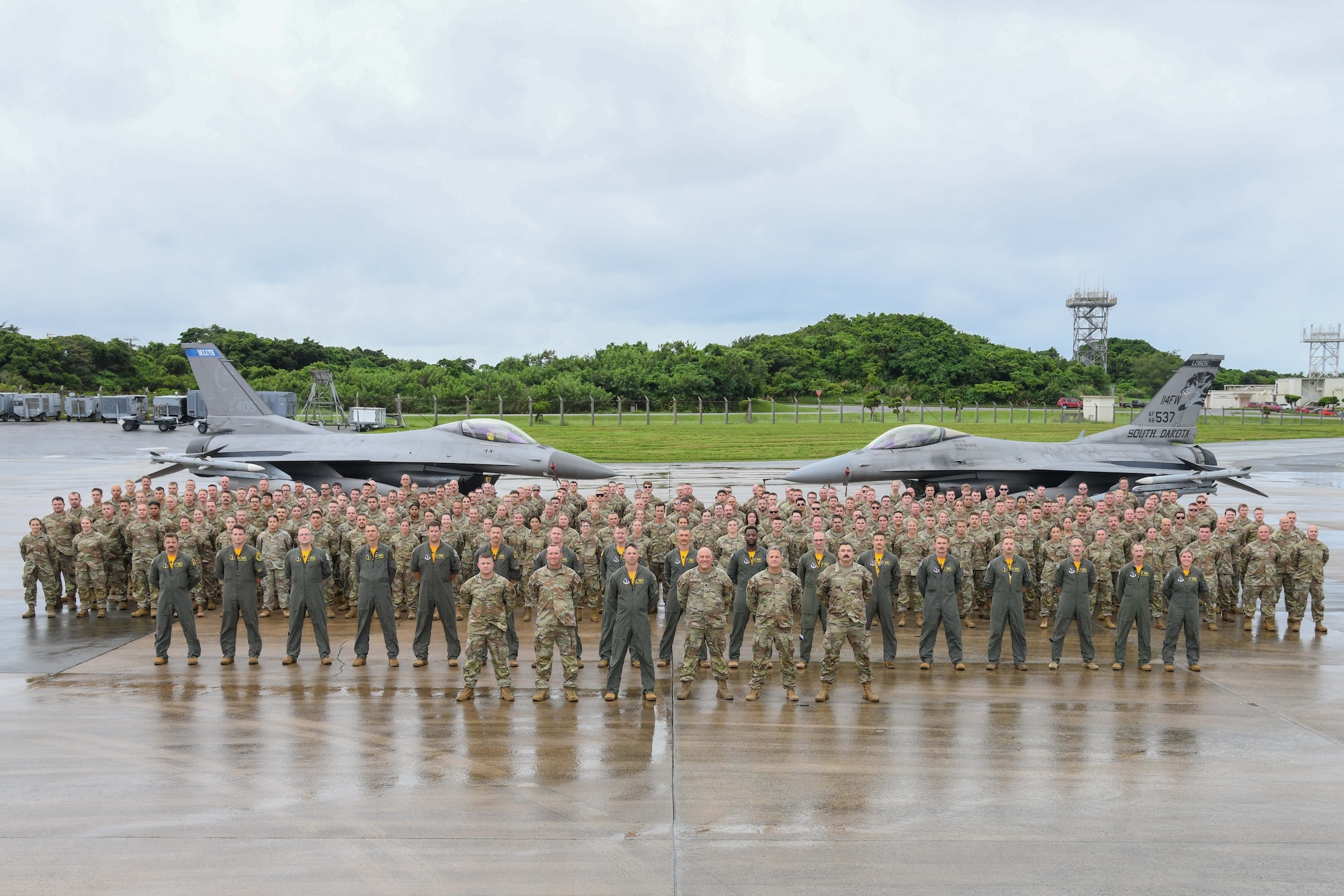 Personnel and F-16 Fighting Falcons assigned to the 148th Fighter Wing, Minnesota Air National Guard, deployed to the 18th Wing, Kadena Air Base, Okinawa, Japan, from July to October 2024. The wing supplied a dynamic force package to the 18th Wing which provided combat air power and additional deterrence factors to the Indo-Pacific area of operation. (U.S. Air National Guard photo by CMSgt Glen Flanagan)