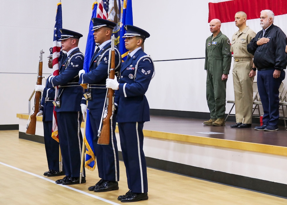 U.S. Air Force Honor Guard members perform during the Retiree Appreciation Day opening ceremony, Oct. 19, 2024, at Luke Air Force Base, Arizona.