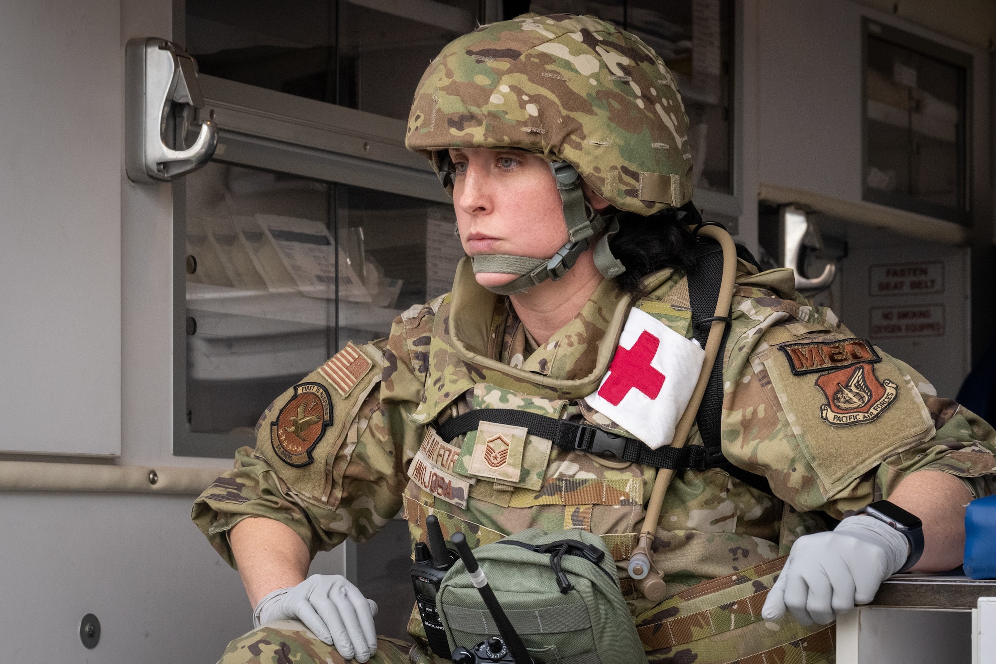 Airman waits on an ambulance