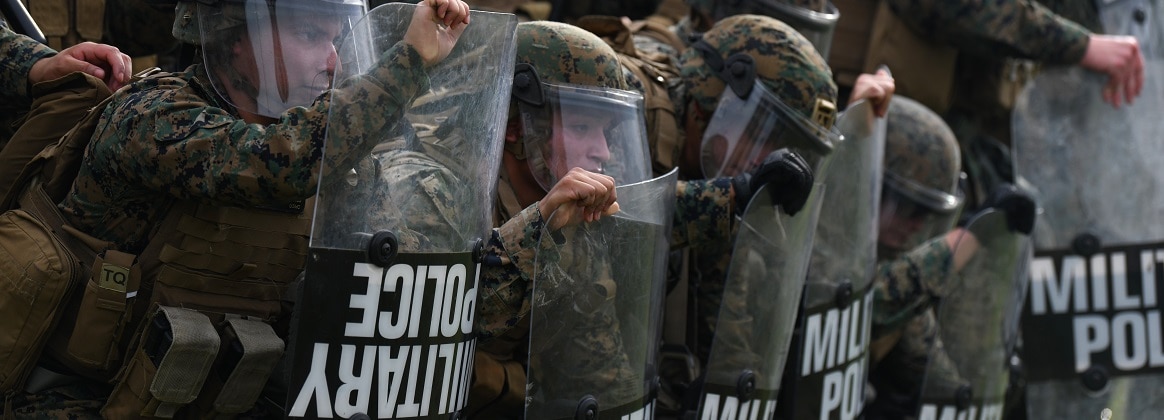 U.S. Marines with Headquarters and Headquarters Squadron, Marine Corps Air Station Iwakuni, conduct riot response training during exercise Keen Sword 25 at MCAS Iwakuni, Japan, Oct. 24, 2024.