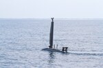 The TRITON unmanned drone operates along the surface on the Florida Gulf Coast Test Ranges, Aug. 15. This exercise successfully integrated multiple unmanned systems from contracting partners to collect and transmit real-time environmental data to a forward-deployed shore station. The experiment also tested novel data exfiltration methods, demonstrated regional partnering, and leveraged prior Navy and non-Navy development efforts to advance subsea warfare (SSW) mission capabilities. (U.S. Navy photo by Eddie Green)