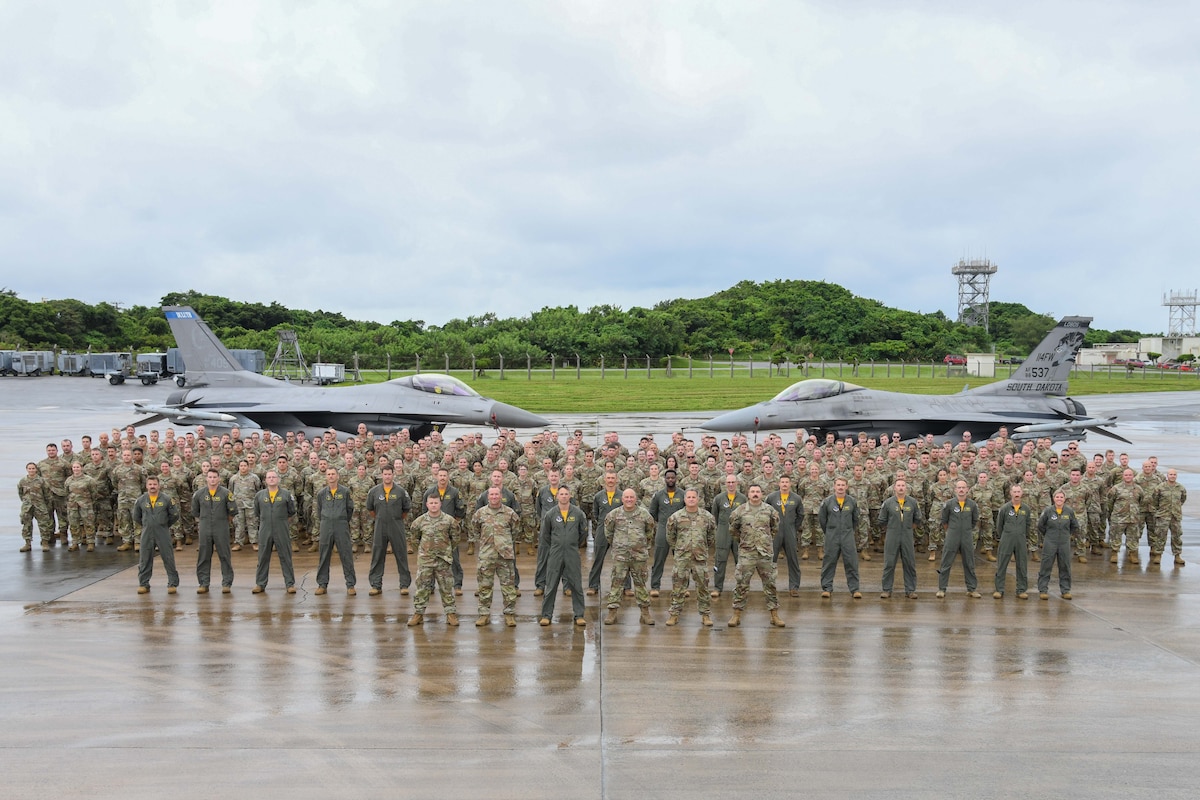 Personnel and F-16 Fighting Falcons assigned to the 148th Fighter Wing, Minnesota Air National Guard, deployed to the 18th Wing, Kadena Air Base, Okinawa, Japan, from July to October 2024. The wing supplied a dynamic force package to the 18th Wing which provided combat air power and additional deterrence factors to the Indo-Pacific area of operation. (U.S. Air National Guard photo by CMSgt Glen Flanagan)