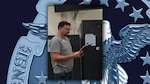 Person hold clipboard.