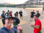 Participants of the Pittsburgh Interservice Recruiting Committee (IRC) run take a break during the two-mile trek. Pittsburgh MEPS has revitalized its communication efforts by launching a monthly IRC run, allowing partners to build relationships.