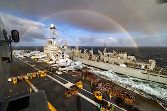 USS Harry S. Truman (CVN 75)  replenishes from USNS Arctic (T-AOE 8) during the NATO-led maritime vigilance activity Neptune Strike.