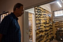 Terry Bringham the son of the late Capt. Gary L. Bringham tours the Marine Corps Recruit Depot San Diego Command Museum at MCRD San Diego, California, Oct. 21, 2024. From 1962 to 1965, Gary Bringham served as a drill instructor at MCRD San Diego before commissioning and retiring as a captain. The Bringham family toured the depot to learn more about his role as a drill instructor and the significance of training recruits. (U.S. Marine Corps photo by Cpl. Alexander O. Devereux)