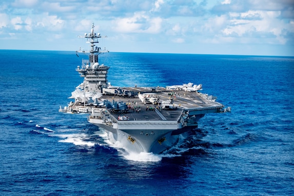 U.S. 7th Fleet’s premiere forward-deployed aircraft carrier USS George Washington (CVN 73) steams in the Western Pacific Ocean during Keen Sword 25, Oct. 29.