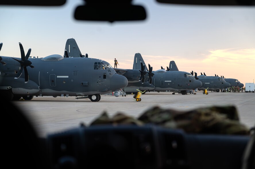 U.S. Airmen, assigned to the 4th Special Operations Aircraft Maintenance Squadron, watch flightline operations ensuring everything runs smoothly during pre-flight tasks at Hurlburt Field, Florida, Oct. 23, 2024.