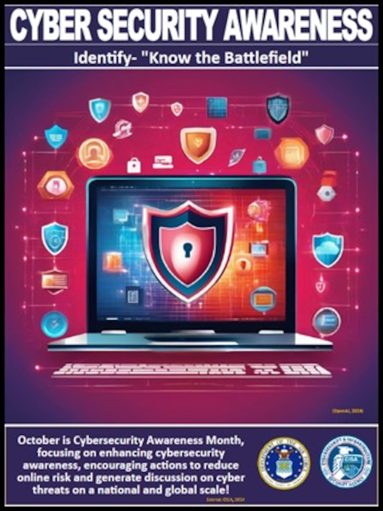 A graphic of a computer screen with information about Cyber Security Awareness Month. (Courtesy Graphic)