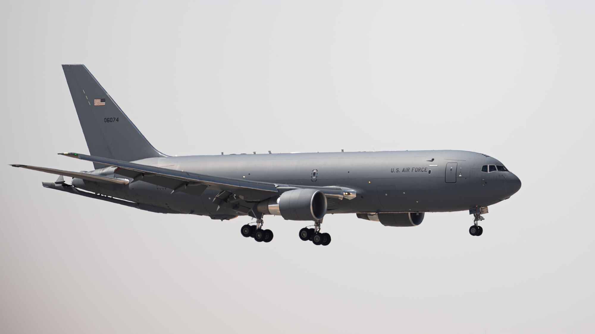 A KC-46A Pegasus prepares to land.