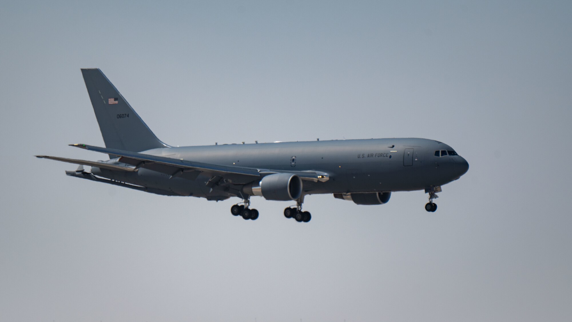 A KC-46A Pegasus prepares to land.