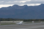 A U.S. Navy P-8A Poseidon takes off at Joint Base Elmendorf-Richardson, Alaska, Sept. 14, 2024. The P-8 Poseidon aircrew assigned to Patrol Squadron (VP) 9 and a U.S. 3rd Fleet Naval and Amphibious Liaison Element (NALE) supported joint and bi-national forces from Alaskan North American Aerospace Defense Command Region and Alaskan Command during Operation POLAR VORTEX by providing maritime domain awareness in conjunction with the 611th Air Operations Center air component to provide domain awareness during operations and exercises in remote regions of Alaska and the Arctic. (U.S. Air Force photo by Senior Airman Quatasia Carter)