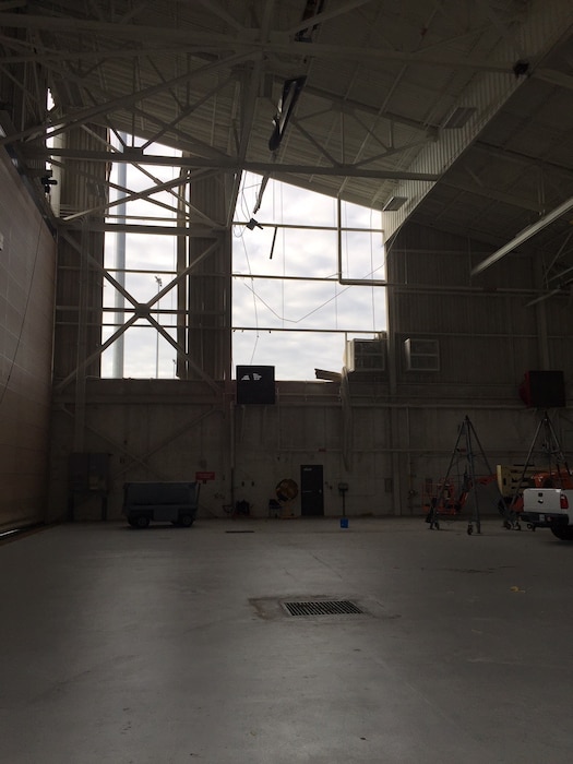 Aircraft maintenance hangar north wall damage at Moody Air Force Base, Georgia