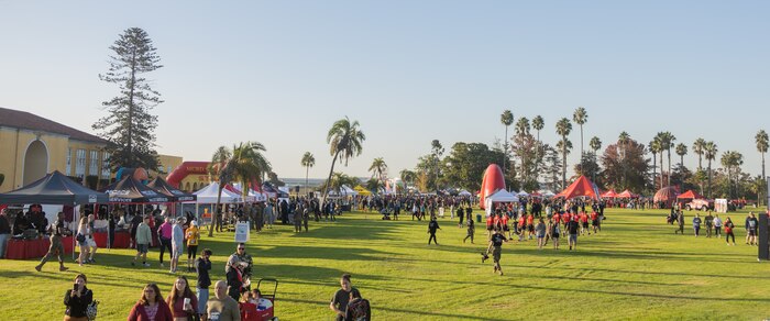 Vendors, contestants and Marines from the Western Recruiting Region take part in the 2024 Marine Corps Recruit Depot San Diego Boot Camp Challenge at MCRD San Diego, California, Oct. 19, 2024. For the past 23 years, MCRD San Diego has hosted the Boot Camp Challenge, a three-mile obstacle course race guided by 60 drill instructors that highlights the physical and mental demands of bootcamp. The event fosters camaraderie and community engagement through interaction with MCRD personnel. (U.S. Marine Corps photo by Lance Cpl. Janell B. Alvarez)